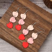 1 Pair Romantic Modern Style Simple Style Letter Heart Shape Handmade Carving Wood Drop Earrings main image 1