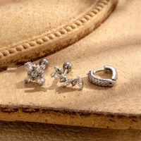 1 Piece French Style Simple Style Korean Style V Shape Cross Inlay Copper Zircon Earrings main image 5