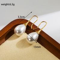 1 Pair Vintage Style Solid Color Plating Inlay Stainless Steel Artificial Pearls 14k Gold Plated Earrings sku image 2