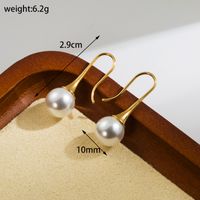 1 Pair Vintage Style Solid Color Plating Inlay Stainless Steel Artificial Pearls 14k Gold Plated Earrings sku image 1