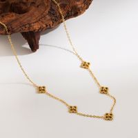 Ig Style Simple Style Round Flower Stainless Steel Plating Inlay Zircon Gold Plated Pendant Necklace sku image 4