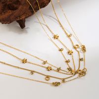 Ig Style Simple Style Round Flower Stainless Steel Plating Inlay Zircon Gold Plated Pendant Necklace main image 1