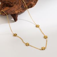 Ig Style Simple Style Round Flower Stainless Steel Plating Inlay Zircon Gold Plated Pendant Necklace main image 4