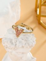 304 Stainless Steel 18K Gold Plated Simple Style Plating Inlay V Shape Zircon Open Rings main image 5