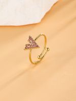 304 Stainless Steel 18K Gold Plated Simple Style Plating Inlay V Shape Zircon Open Rings main image 1