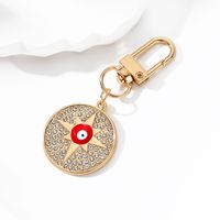 Vintage Style Simple Style Classic Style Round Devil's Eye Palm Alloy Inlay Rhinestones Bag Pendant Keychain main image 4