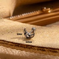 1 Piece Retro French Style Simple Style Moon Rose Butterfly Inlay Copper Zircon Cartilage Earrings main image 4