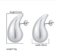 1 Pair Simple Style Water Droplets Plating Titanium Steel Ear Studs sku image 4