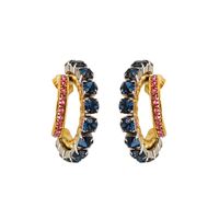 1 Pair IG Style Shiny C Shape Plating Inlay 304 Stainless Steel Pearl Zircon 18K Gold Plated Ear Studs sku image 1
