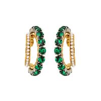 1 Pair IG Style Shiny C Shape Plating Inlay 304 Stainless Steel Pearl Zircon 18K Gold Plated Ear Studs sku image 4
