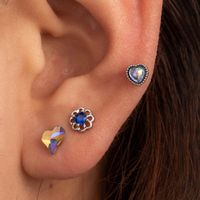 1 Piece French Style Sweet Simple Style Heart Shape Flower Inlay 316 Stainless Steel  Copper Zircon Ear Studs main image 1