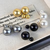 1 Pair Elegant Round Inlay Resin Artificial Pearls Ear Studs main image 8