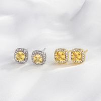 1 Par Estilo Simple Cuadrado Embutido Cobre Cristal Diamantes De Imitación Pendientes main image 1