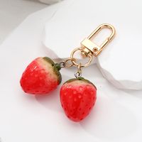Casual Cute Simple Style Strawberry Bell Alloy Resin Bag Pendant Keychain main image 5