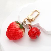 Casual Cute Simple Style Strawberry Bell Alloy Resin Bag Pendant Keychain main image 6