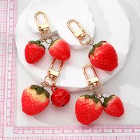 Casual Cute Simple Style Strawberry Bell Alloy Resin Bag Pendant Keychain main image 2