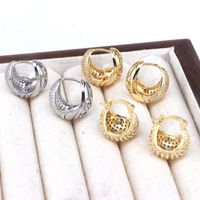 1 Pair Simple Style Semicircle Plating Hollow Out Copper Zircon 18k Gold Plated Hoop Earrings main image 5