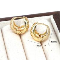 1 Pair Simple Style Semicircle Plating Hollow Out Copper Zircon 18k Gold Plated Hoop Earrings main image 2