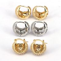 1 Pair Simple Style Semicircle Plating Hollow Out Copper Zircon 18k Gold Plated Hoop Earrings main image 4