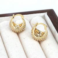 1 Pair Simple Style Semicircle Plating Hollow Out Copper Zircon 18k Gold Plated Hoop Earrings main image 9