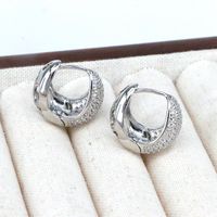 1 Pair Simple Style Semicircle Plating Hollow Out Copper Zircon 18k Gold Plated Hoop Earrings main image 8