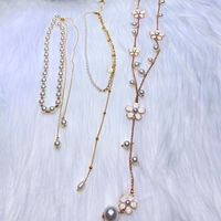 Elegant Flower Copper Alloy Inlay Pearl Pendant Necklace Sweater Chain main image 1