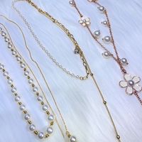 Elegant Flower Copper Alloy Inlay Pearl Pendant Necklace Sweater Chain main image 4