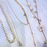Elegant Flower Copper Alloy Inlay Pearl Pendant Necklace Sweater Chain main image 3