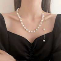 Elegant Flower Copper Alloy Inlay Pearl Pendant Necklace Sweater Chain main image 7