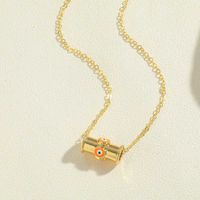 Vintage Style Simple Style Devil's Eye Copper Enamel Zircon 14k Gold Plated Pendant Necklace sku image 5