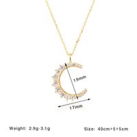 Simple Style Moon Sterling Silver Plating Inlay Zircon 18k Gold Plated White Gold Plated Pendant Necklace main image 2