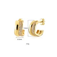 1 Pair Simple Style C Shape Plating Inlay Sterling Silver Zircon 18k Gold Plated White Gold Plated Ear Studs main image 2