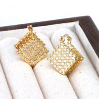 1 Pair Elegant Simple Style Square Plating Copper Zircon Silver Plated Drop Earrings main image 4
