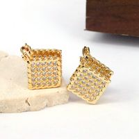 1 Pair Elegant Simple Style Square Plating Copper Zircon Silver Plated Drop Earrings main image 5