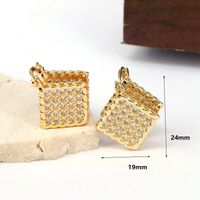 1 Pair Elegant Simple Style Square Plating Copper Zircon Silver Plated Drop Earrings main image 2