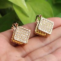 1 Pair Elegant Simple Style Square Plating Copper Zircon Silver Plated Drop Earrings main image 1