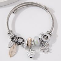 Simple Style Heart Shape Dragonfly Stainless Steel Alloy Bangle sku image 3