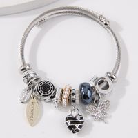 Simple Style Heart Shape Dragonfly Stainless Steel Alloy Bangle sku image 4