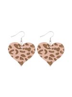 1 Pair Modern Style Simple Style Heart Shape Ball Leopard Wood Drop Earrings sku image 3