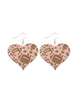 1 Pair Modern Style Simple Style Heart Shape Ball Leopard Wood Drop Earrings sku image 4