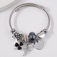 Simple Style Shamrock Wings Stainless Steel Alloy Bangle main image 4