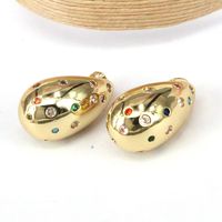 1 Pair Vintage Style Simple Style Water Droplets Plating Copper Zircon Ear Studs main image 5