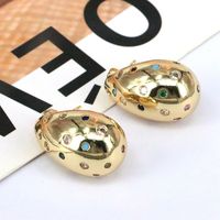 1 Pair Vintage Style Simple Style Water Droplets Plating Copper Zircon Ear Studs main image 3