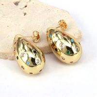 1 Pair Vintage Style Simple Style Water Droplets Plating Copper Zircon Ear Studs main image 7