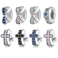 Original Design Simple Style Cross Devil's Eye Bow Knot Sterling Silver Inlay Zircon Jewelry Accessories main image 1