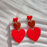 1 Pair Sweet U Shape Heart Shape Flower Plating Alloy Soft Clay 14k Gold Plated Drop Earrings sku image 1