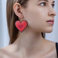 1 Pair Ethnic Style Animal Heart Shape Wood Drop Earrings main image 7