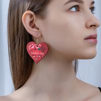 1 Pair Ethnic Style Animal Heart Shape Wood Drop Earrings main image 9