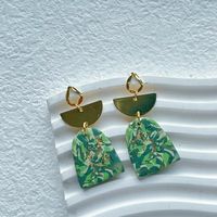 1 Pair Casual Simple Style Classic Style Color Block Handmade Plating Inlay Soft Clay Copper Artificial Gemstones 14k Gold Plated Drop Earrings main image 3