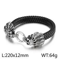 Hip-hop Cool Style Lion Feather Skull Stainless Steel Patchwork Men's Bangle sku image 2